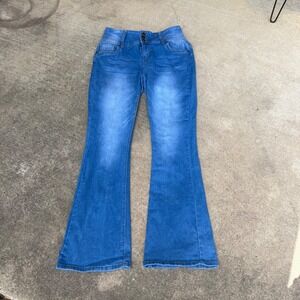 Bamboo Women High Waisted Flare Jeans Blue Medium Wash Size 15 4-Button Fly